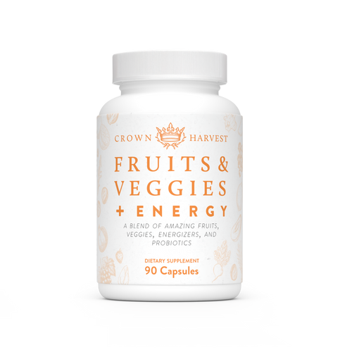 Crown Harvest Organic Fruits & Vegetables + Energy - Non GMO, Vegan, 90 Capsules