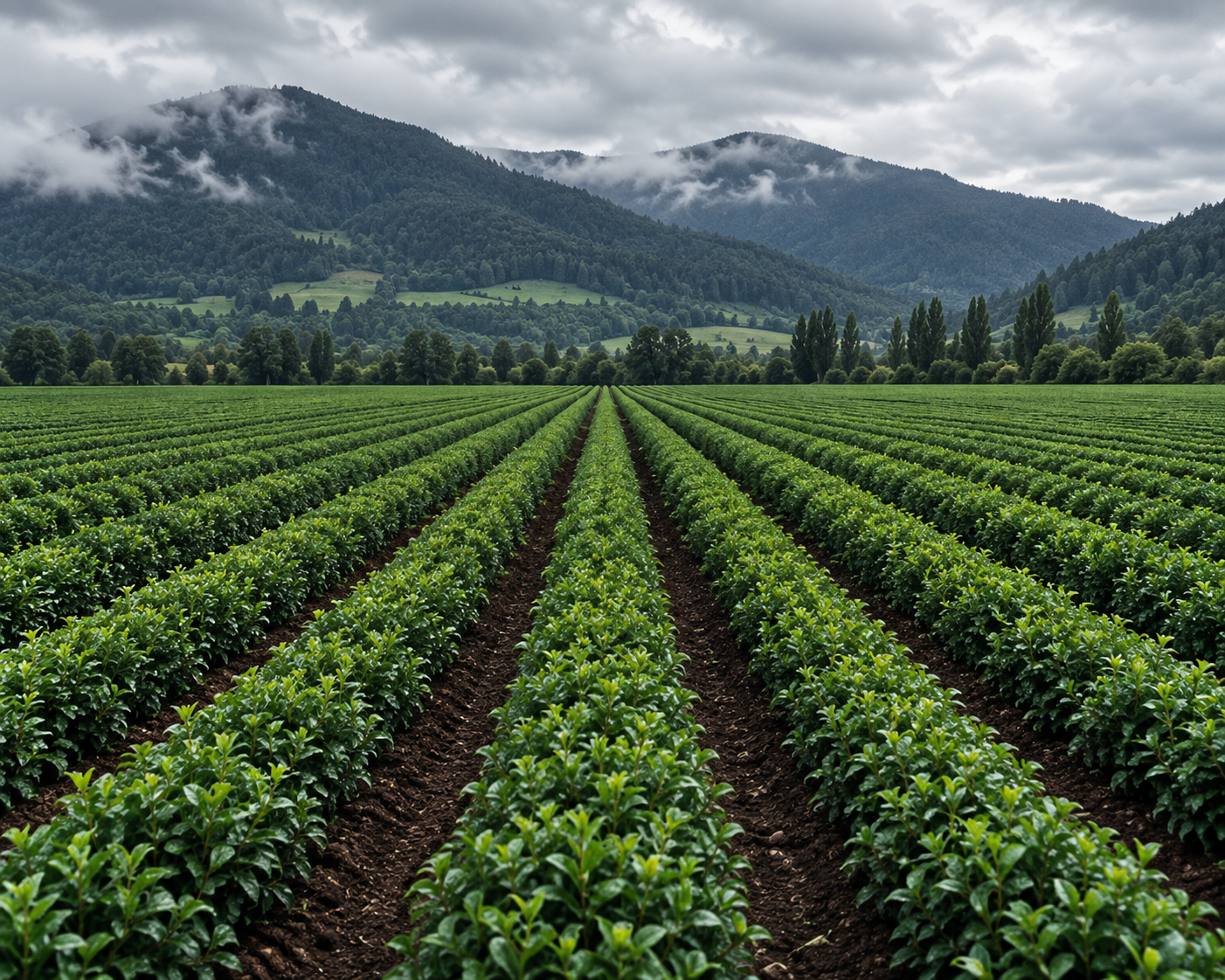 Seeded rows on the farm